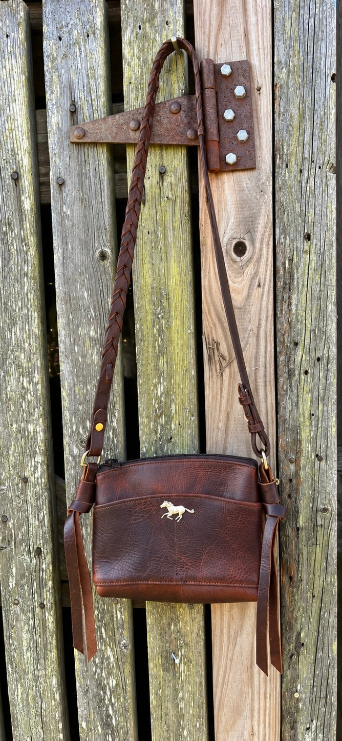 Laced Rein Buffalo Leather Crossbody