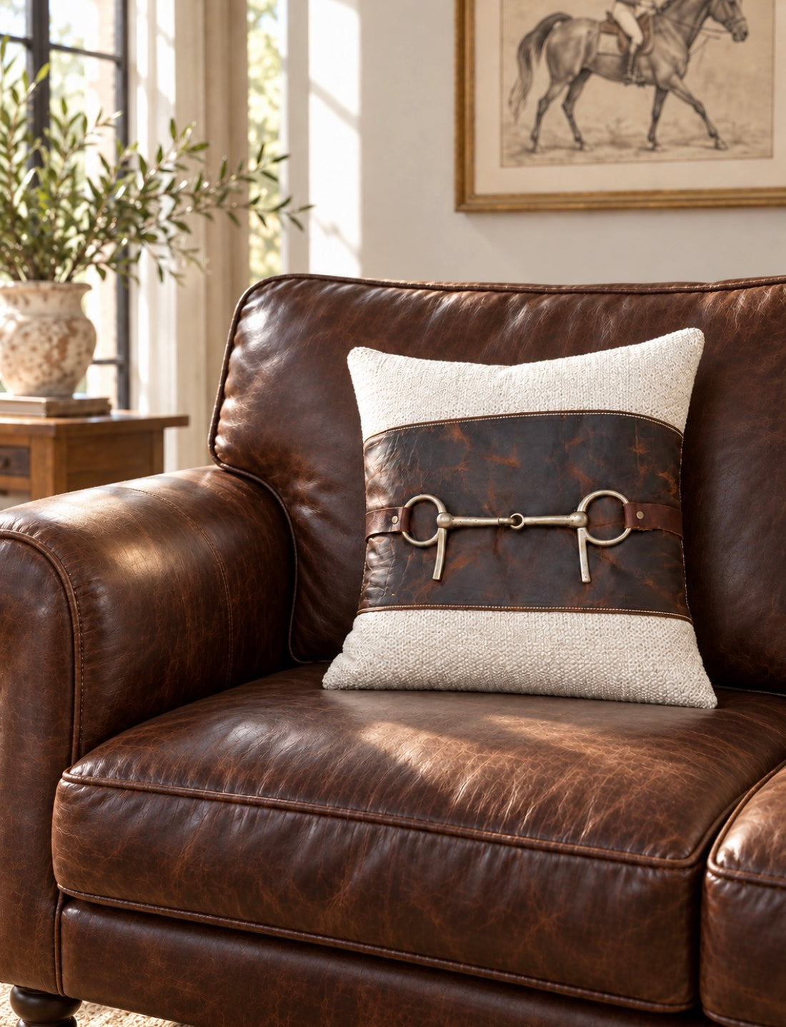Buffalo Leather & Ivory Driving Bit Pillow