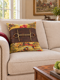 Vintage Hunt Scene & Buffalo Leather Bit Pillow