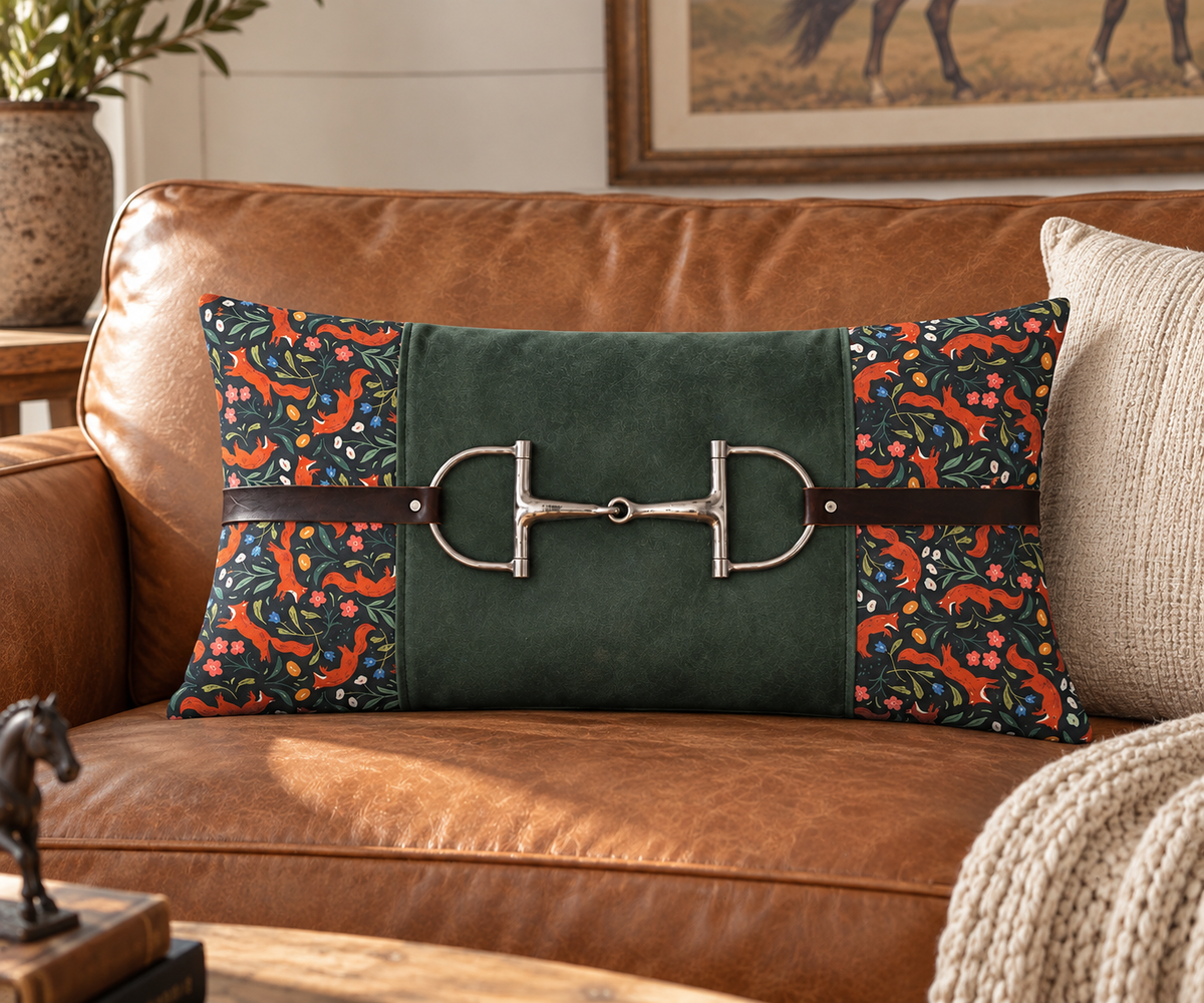 Hunter Green Fox Lumbar Pillow
